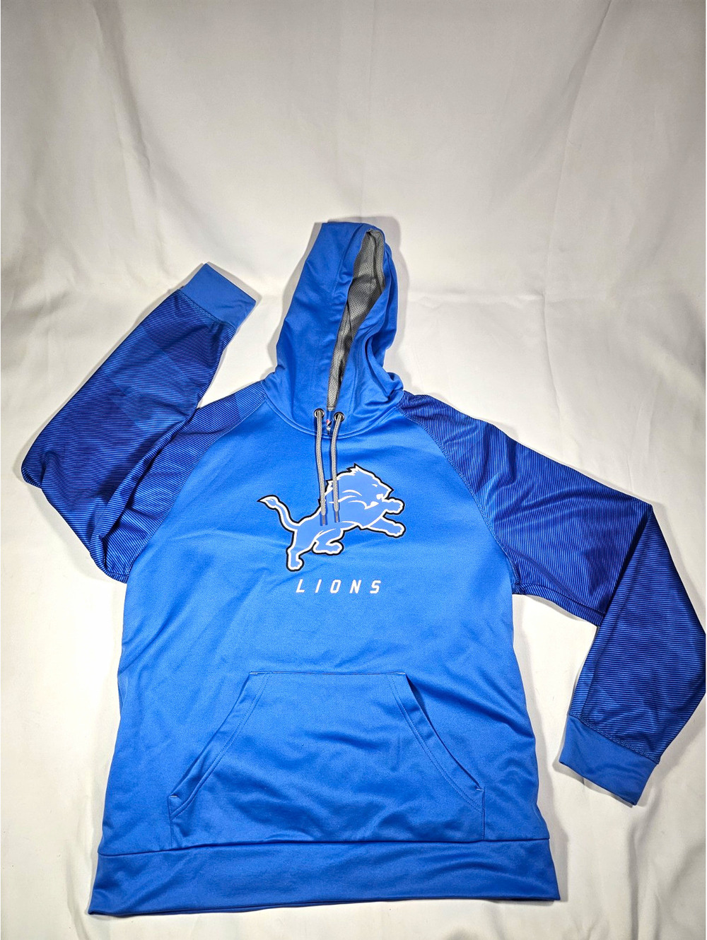 Majestic NFL Detroit Lions ThermaBase Hoodie Sweatshirt Blue/Gray Mens L